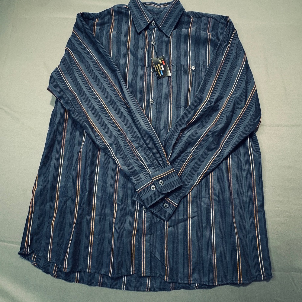 Henri Valdise A Cut Above Mens XL Blue Stripe Button‎ Down Long Sleeve Shirt